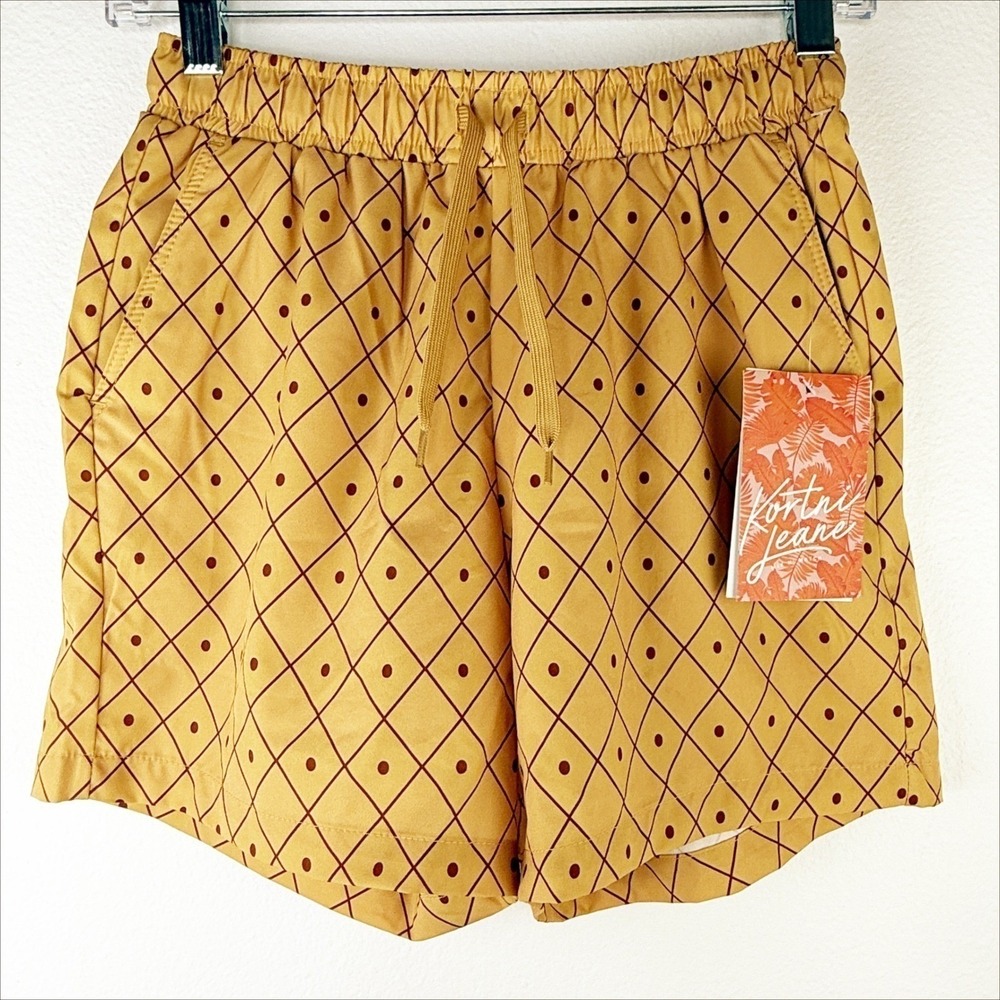 Kortni Jeane Kids Yellow Pineapple Geometric Swim Trunks Size 12/13 NWT